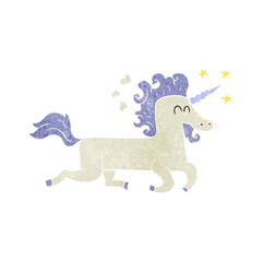 freehand retro cartoon unicorn