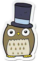 sticker of a cartoon owl wearing top hat