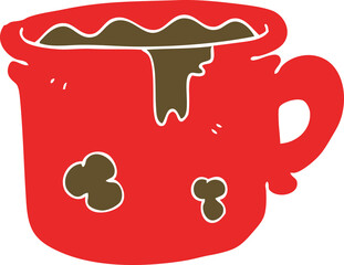 flat color illustration of old coffee cup