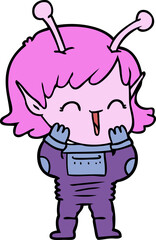 cartoon alien girl giggling