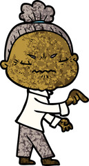 cartoon annoyed old lady