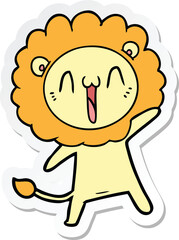 sticker of a happy cartoon lion
