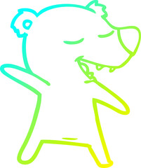 cold gradient line drawing of a cartoon bear