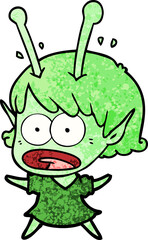 cartoon shocked alien girl