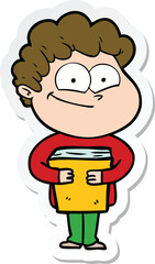 sticker of a cartoon happy man