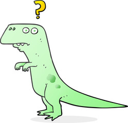 freehand drawn cartoon confused dinosaur