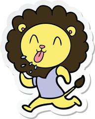 sticker of a happy cartoon lion