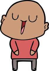 happy cartoon bald man