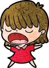 cartoon woman talking loudly