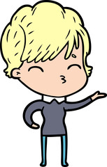 cartoon woman thinking