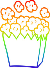 rainbow gradient line drawing of a cartoon popcorn