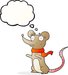 freehand drawn thought bubble cartoon mouse