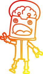 warm gradient line drawing of a cartoon robot