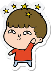 sticker of a cartoon amazed boy