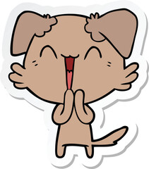 sticker of a laughing little dog cartoon