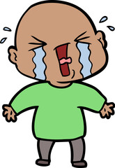 cartoon crying bald man