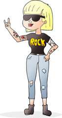 freehand drawn cartoon rock woman