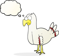 freehand drawn thought bubble cartoon bird