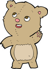 cartoon cute waving teddy bear