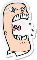 sticker of a cartoon furious man shouting