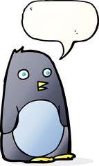 cartoon penguin with speech bubble