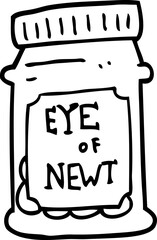 line drawing cartoon eye of newt bottle