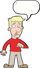 cartoon shocked man with speech bubble