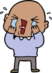 cartoon crying bald man