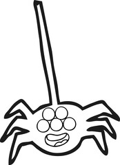 freehand drawn black and white cartoon halloween spider