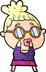 cartoon woman wearing spectacles