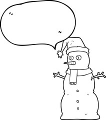 freehand drawn speech bubble cartoon snowman