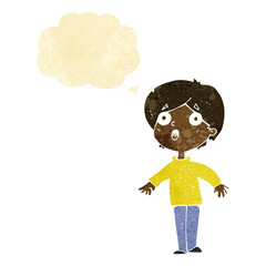 cartoon surprised man with thought bubble