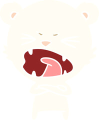 angry flat color style cartoon polar bear