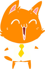 happy flat color style cartoon cat