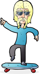 cartoon older man on skateboard