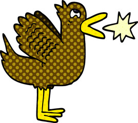 cartoon doodle flapping duck