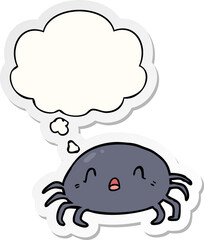 cartoon spider with thought bubble as a printed sticker