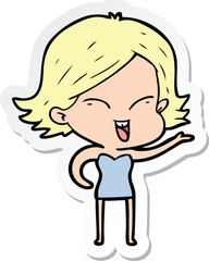 sticker of a happy cartoon girl