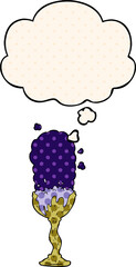 cartoon potion goblet with thought bubble in comic book style