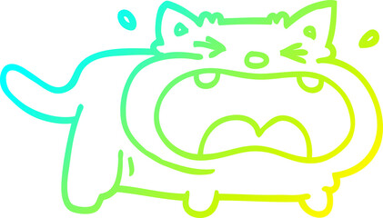 cold gradient line drawing of a cartoon fat cat