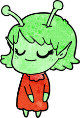 smiling alien girl cartoon