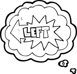 freehand drawn thought bubble cartoon left symbol