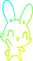 cold gradient line drawing of a cute cartoon rabbit