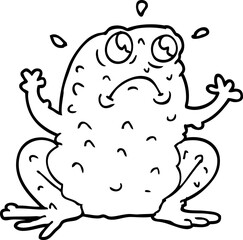 line drawing cartoon nervous toad
