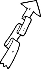 black and white cartoon banner arrow