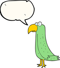 freehand drawn speech bubble cartoon parrot