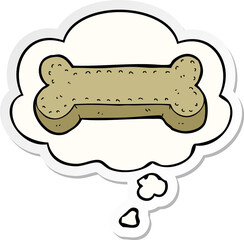 cartoon dog biscuit with thought bubble as a printed sticker