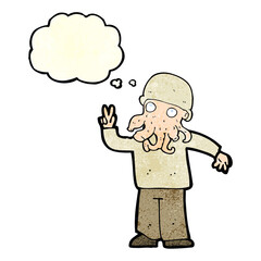 cartoon cool alien with thought bubble