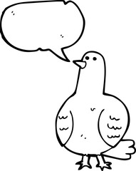 freehand drawn speech bubble cartoon bird