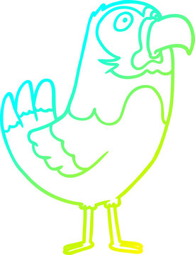 recommend clip art: cold gradient line drawing of a cartoon parrot